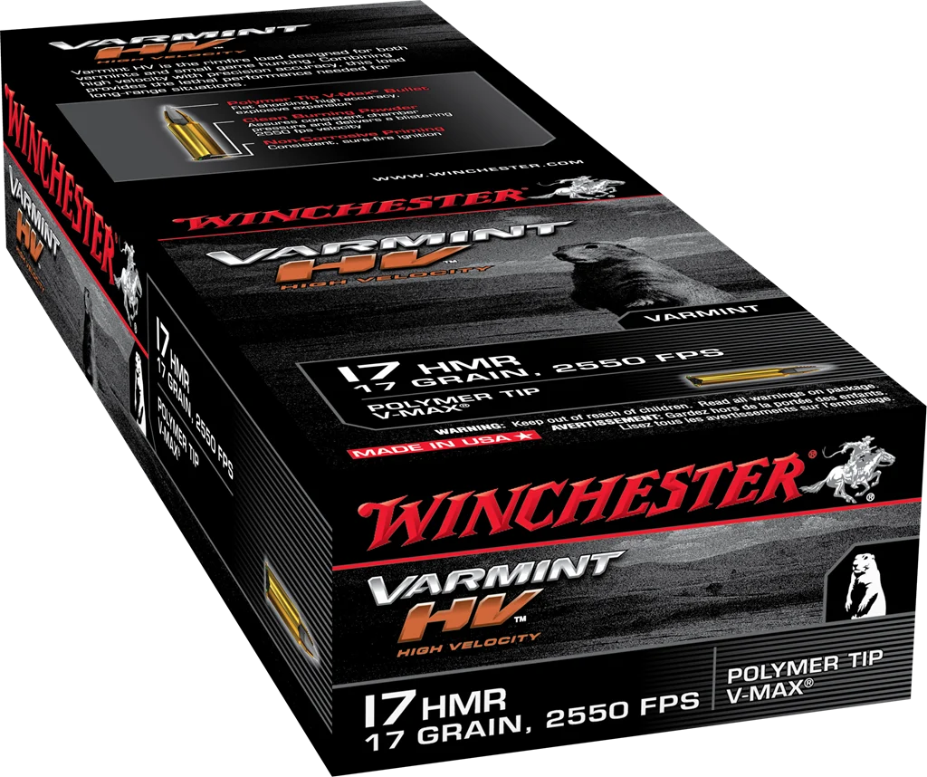 Winchester .17 HMR 17gr V-MAX Brass – 50rd